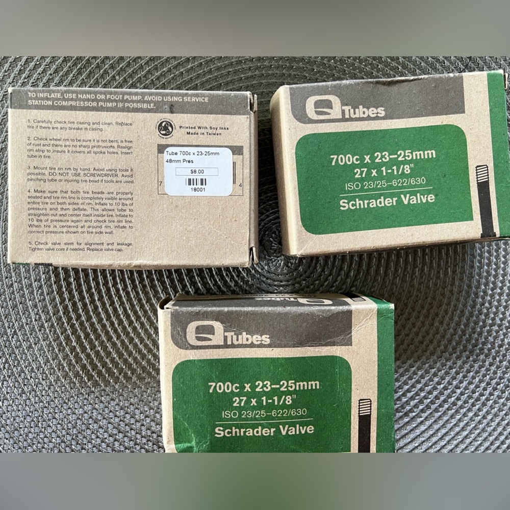3 Shrader valve bicycle tubes
